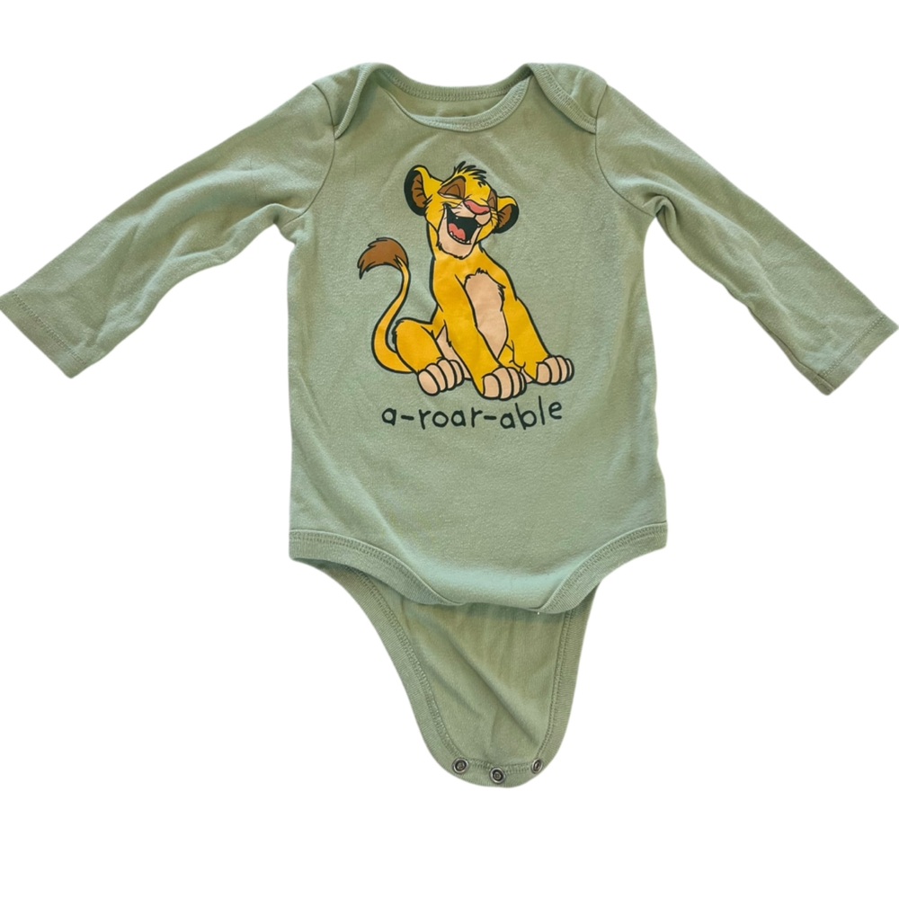 Disney Baby Simba Lion King Long Sleeve Snap Onesie Infant Size 12M Cotton